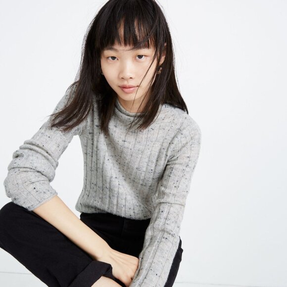 Madewell Donegal Evercrest Turtleneck Sweater in Coziest Yarn Smoke Wool Medium - Picture 1 of 9